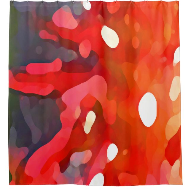 Red Sun Abstract by Amy Vangsgard Shower Curtain (Front)