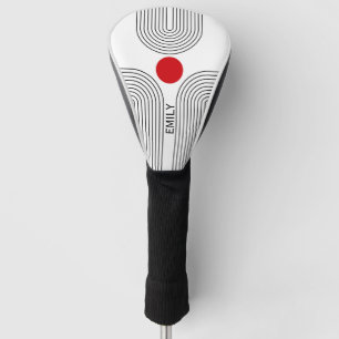 Red sun and Mid Century black and white arches Golf Head Cover