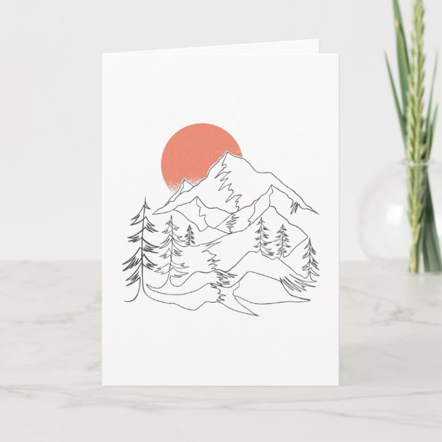 RED SUN AND MOUNTAINS CARD (Front)