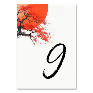 Red Sun and Old Sakura  Table Number