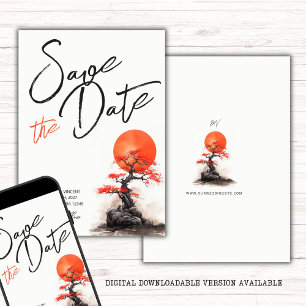 Red Sun and Old Sakura Wedding  Save the Date