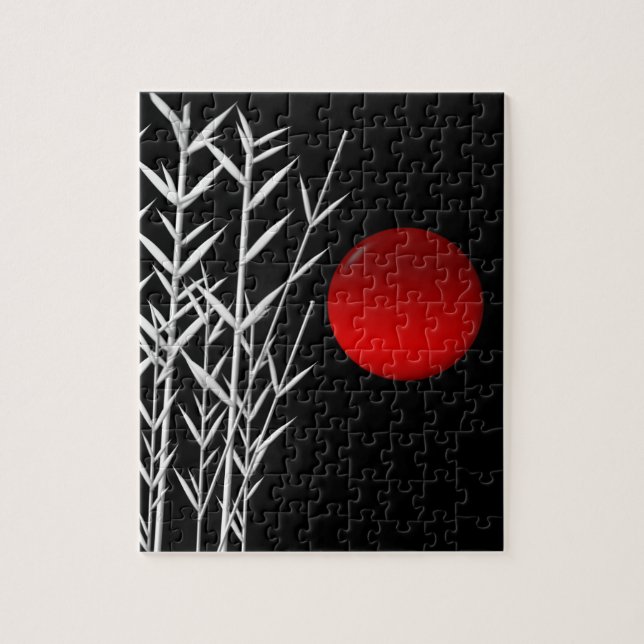 Red sun black white zen jigsaw puzzle (Vertical)