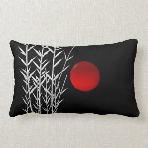 Red sun black white zen lumbar cushion