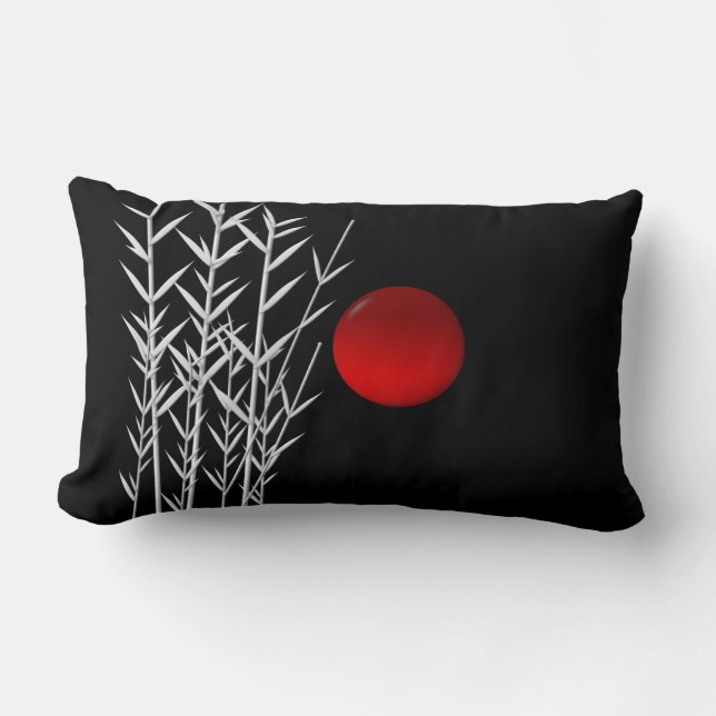 Red sun black white zen lumbar cushion (Front)