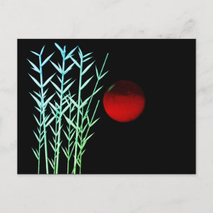 Red sun black white zen postcard