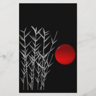 Red sun black white zen stationery