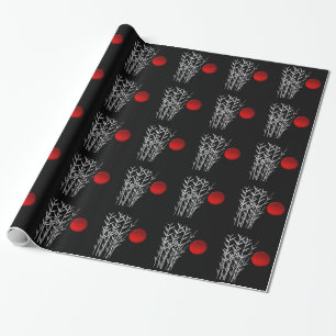 Red sun black white zen wrapping paper