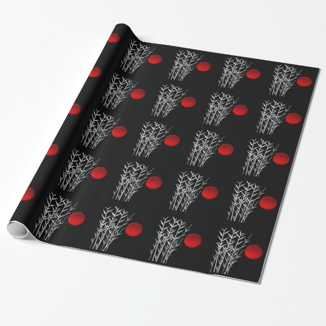 Red sun black white zen wrapping paper (Unrolled)