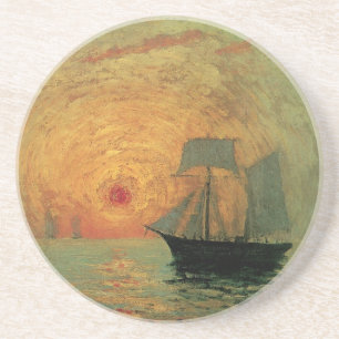 Red Sun by Maxime Maufra, Vintage Impressionism Coaster