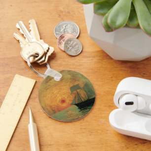 Red Sun by Maxime Maufra, Vintage Impressionism Key Ring