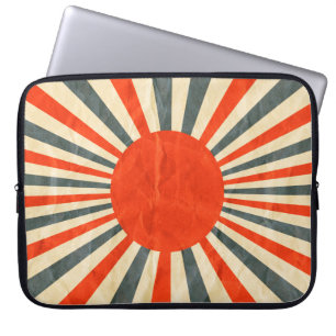 Red sun flag on paper texture, retro vintage styl laptop sleeve