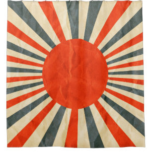 Red sun flag on paper texture,  retro vintage styl shower curtain