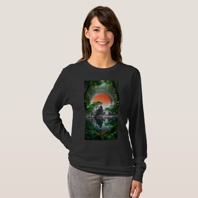 Red Sun Forest Landscape Long Sleeve T-Shirt (Front Full)