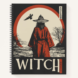 Red Sun Modern Witch Gothic Feminine Art Notebook