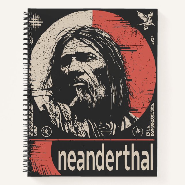 Red Sun Neanderthal | Ancient Ancestor Art Notebook (Front)