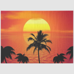 Red Sun Tropical Palm Beach Tissue Paper