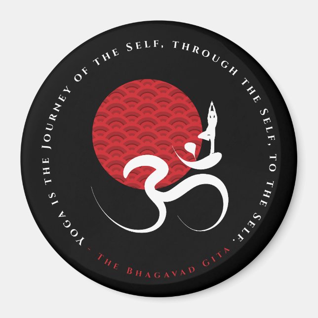 Red Sun Yoga Spiritual Indian Meditate Om Aum Logo Magnet (Front)
