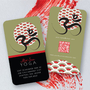 Red Sun Yoga Spiritual Indian Meditate Om Ohm Logo Business Card