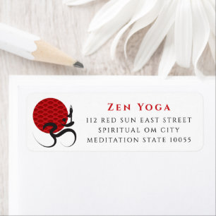 Red Sun Zen Yoga Spiritual Om Brush Calligraphy Return Address Label