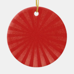 Red Sunburst Background – Vintage Retro Texture Ceramic Ornament