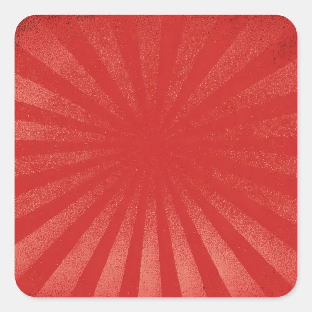 Red Sunburst Background – Vintage Retro Texture Square Sticker (Front)