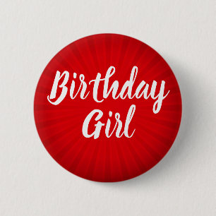 Red Sunburst Birthday 6 Cm Round Badge