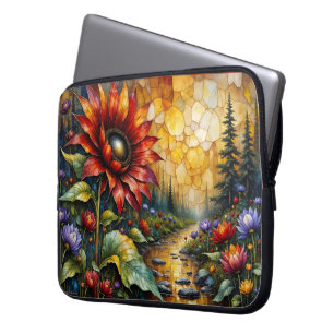 Red Sunflower in valley by stream Laptop Sleeve