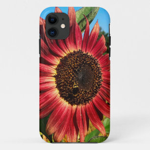 Red Sunflower with Bee iPhone 11 Case