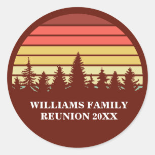 Red Sunset Camping Trip Custom Family Reunion Classic Round Sticker