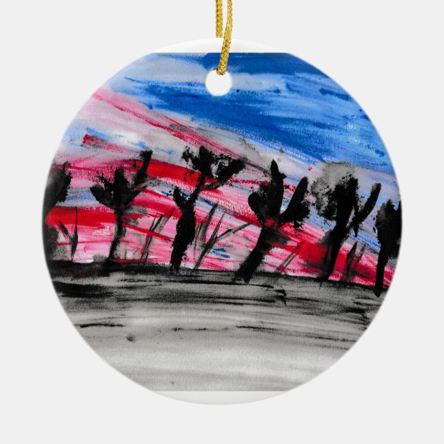Red Sunset Ceramic Ornament (Front)