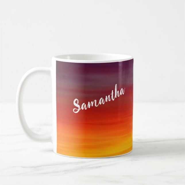 Red Sunset Custom Name Coffee Mug (Left)