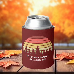 Red Sunset Forest Custom Family Reunion Camping Can Cooler