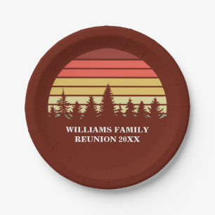 Red Sunset Forest Custom Family Reunion Party Paper Plate