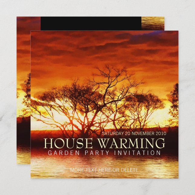 Red Sunset House Garden Party Invitation (Front/Back)