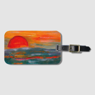 Red Sunset Luggage Tag with Business Card Slot