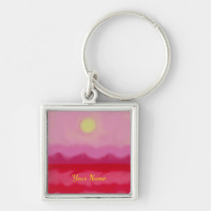 Red Sunset Ocean Keychain