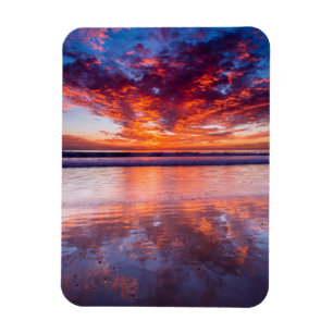 Red sunset over the sea, California Magnet