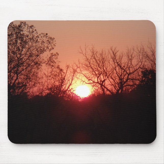 Red Sunset Silhouette Mouse Pad (Front)
