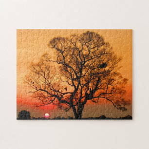 red sunset tree jigsaw puzzle