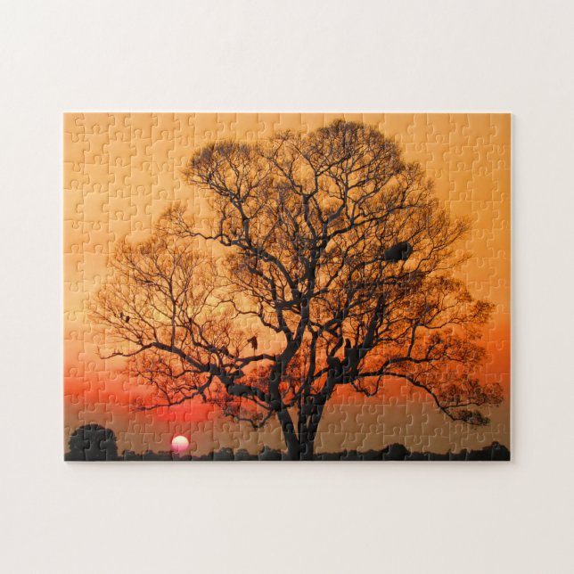 red sunset tree jigsaw puzzle (Horizontal)