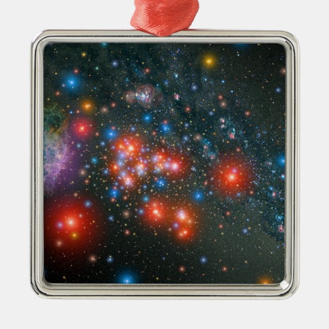 Red Super Giant Cluster Metal Ornament (Front)