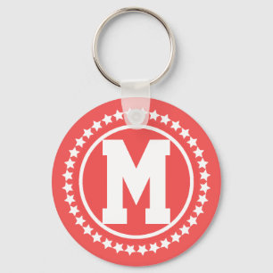 Red Super Star Monogrammed Key Ring