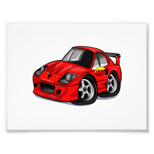 Red supercar cartoon  - Choose background color Photo Print