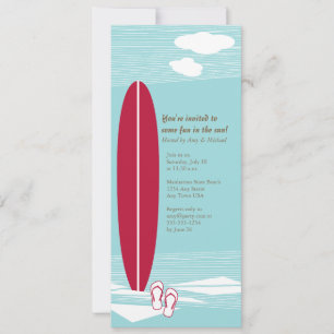 Red Surfboard & Flip Flops Party Invite