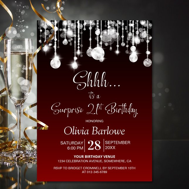 Red Surprise 21st Birthday Party Invitation (Creator Uploaded)