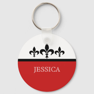 Red Swanky Fleur De Lis Keychain
