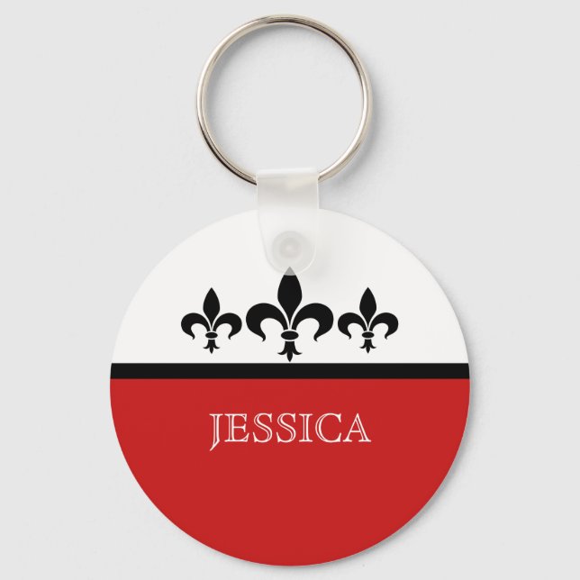 Red Swanky Fleur De Lis Keychain (Front)