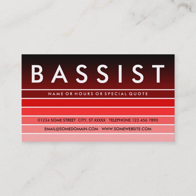 red swatch BASSIST Business Card (Front)