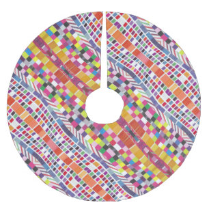 Red Swatches and Colourful Pixels Brushed Polyester Tree Skirt