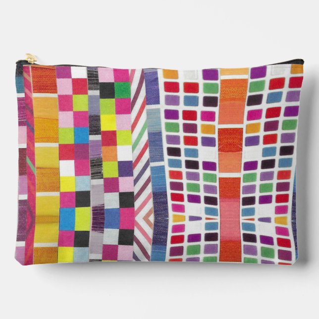 Red Swatches and Colourful Pixels Pouch (Front)